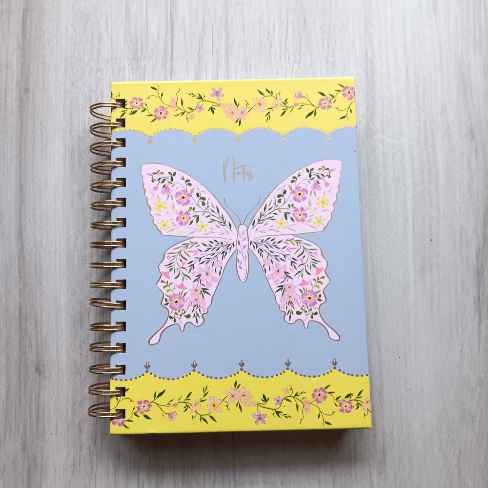 NEW Molly & Rex Spiral Bound Lined Notebook Butterfly Pink Purple Yellow 6"